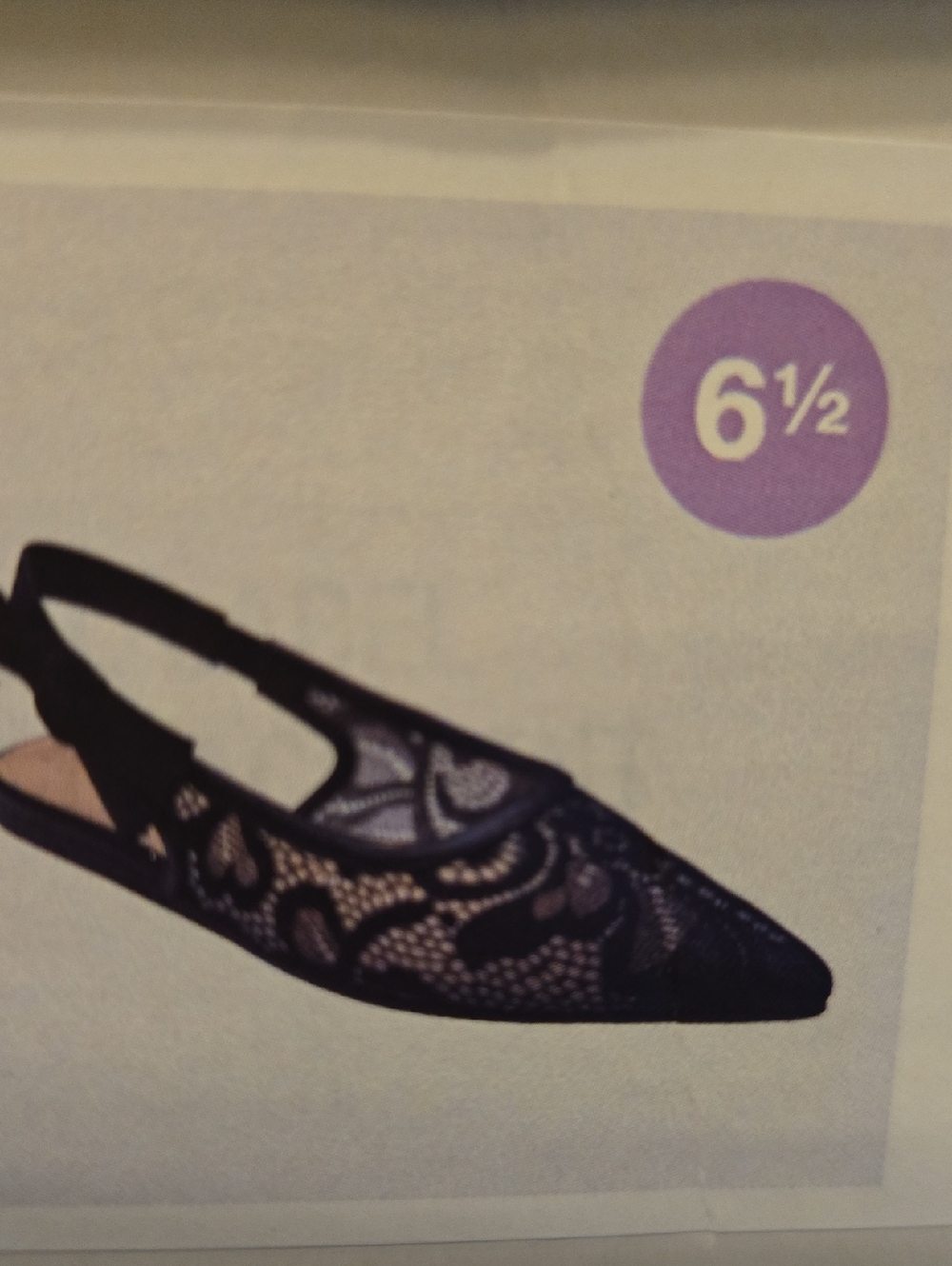 a new day Black Lace Slingback Pointed-Toe Flat